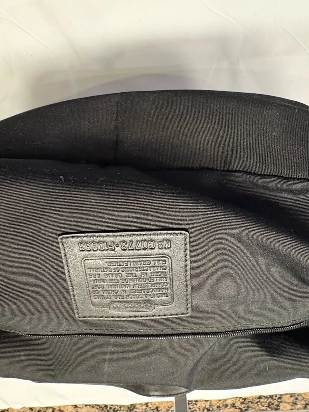 Coach Black Peddled Leather Shoulder Bag Silver White Stitch Detail